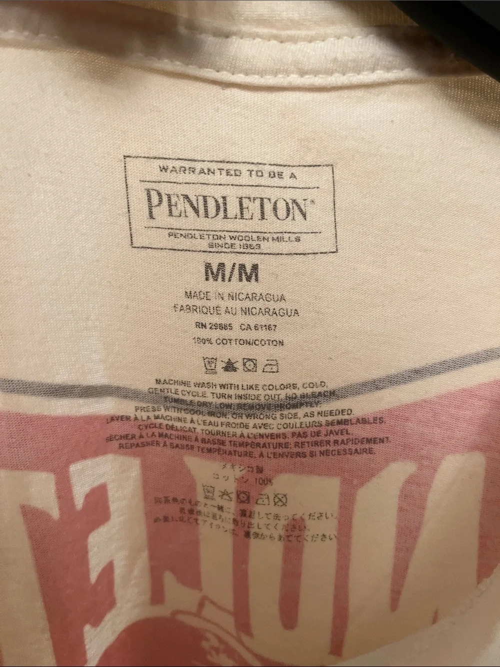 Pendleton Cream Short Sleeve Tee with Black Chest Logo